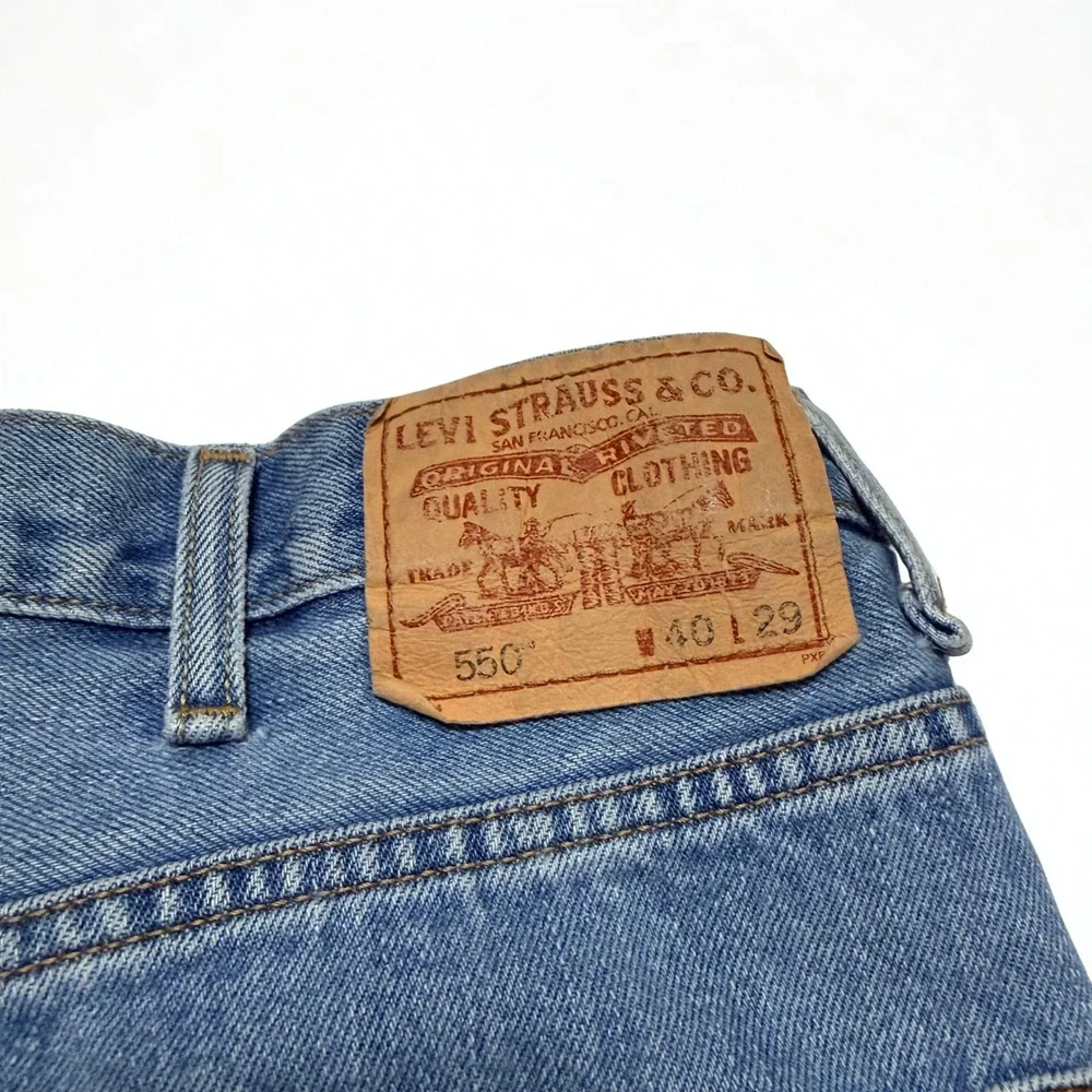 Levis 550 Relaxed Jeans Mens 40x29 Medium Wash Blue Denim Tapered Leg 550-0216